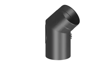 Rauchrohrwinkel 45° mit Tür - 120 mm - schwarz