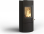 Preview: Kaminofen Haas+Sohn VARO S – tief-schwarz mit Wärmeplatte, Holzfach und Tür – 6,5 kW