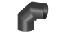 Preview: Rauchrohrwinkel 90° mit Tür  - 200 mm - schwarz
