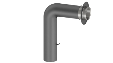 Rauchrohrset Fullform (gezogen) 700/450 mm mit Tür, Drosselklappe, Wandrosette und Wandfutter - 130 mm - grau