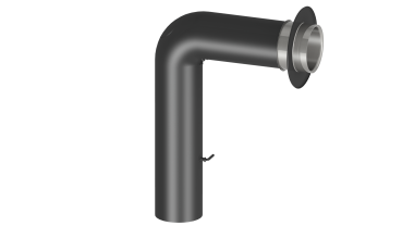 Rauchrohrset Fullform (gezogen) 700/450 mm mit Tür, Drosselklappe, Wandrosette und Wandfutter - 130 mm - schwarz
