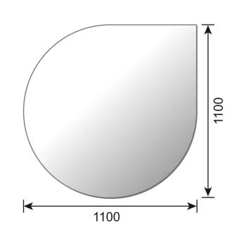 Glasbodenplatte 6mm ESG Sicherheitsglas - Tropfenform 1100 x 1100 mm