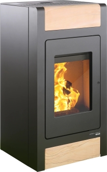 Pelletofen Haas+Sohn HSP 2.stone – tief-schwarz/Woodstone inkl. WLAN-Modul – 2,4-8,6 kW