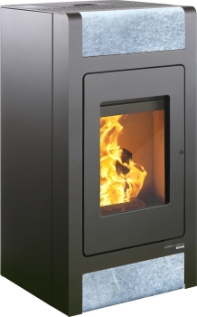 Pelletofen Haas+Sohn HSP 2.stone – tief-schwarz/Speckstein inkl. WLAN-Modul – 2,4-8,6 kW