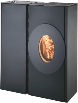 Pelletofen Haas+Sohn HSP 4.0-F2 – Tür oval, Keramik schwarz-glänzend – 2,7 bis 8,5 kW