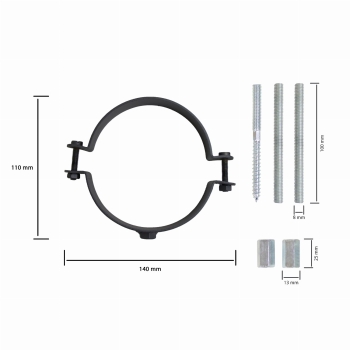 Preview: Pelletofenrohr Rohrhalter-Set - 100 mm - schwarz