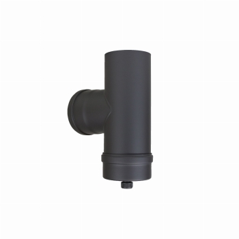 Pelletofenrohr T-Stück mit Kondensatkapsel - 100 mm - schwarz