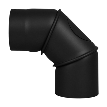 Rauchrohrwinkel drehbar 0-90° mit Tür - 120 mm - schwarz