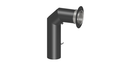 Rauchrohrset klassisch 700/450 mm mit Tür, Drosselklappe, Wandrosette und Wandfutter  - 160 mm - schwarz