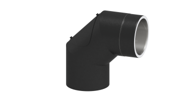 Rauchrohrwinkel 90° mit Tür - doppelwandig - 150 mm