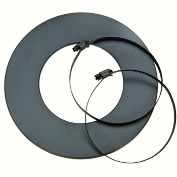 Preview: Rosette für Alu-Isolierflexrohr mit 2 Schlauchbindern, Ø 80 mm, grau beschichtet