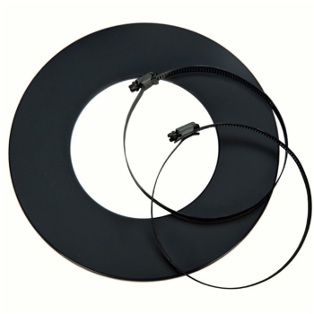 Preview: Rosette für Alu-Isolierflexrohr mit 2 Schlauchbindern, Ø 80 mm, schwarz beschichtet