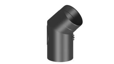 Rauchrohrwinkel 45° mit Tür  - 160 mm - schwarz