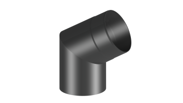Preview: Rauchrohrwinkel 45°  - 120 mm - schwarz