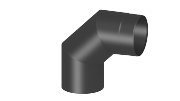 Rauchrohrwinkel 90°  - 130 mm - schwarz