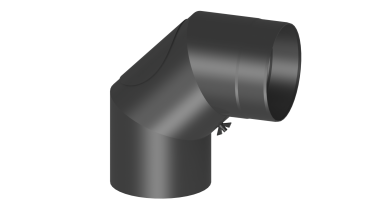 Rauchrohrwinkel 90° mit Tür  - 200 mm - schwarz