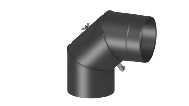 Rauchrohrwinkel drehbar 0-90° mit Tür  - 200 mm - schwarz