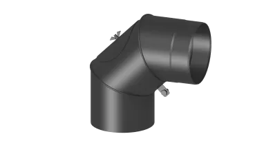 Rauchrohrwinkel drehbar 0-90° mit Tür - 160 mm - schwarz