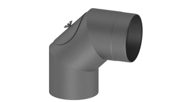 Rauchrohrwinkel drehbar 0-90° mit Tür  - 150 mm - grau