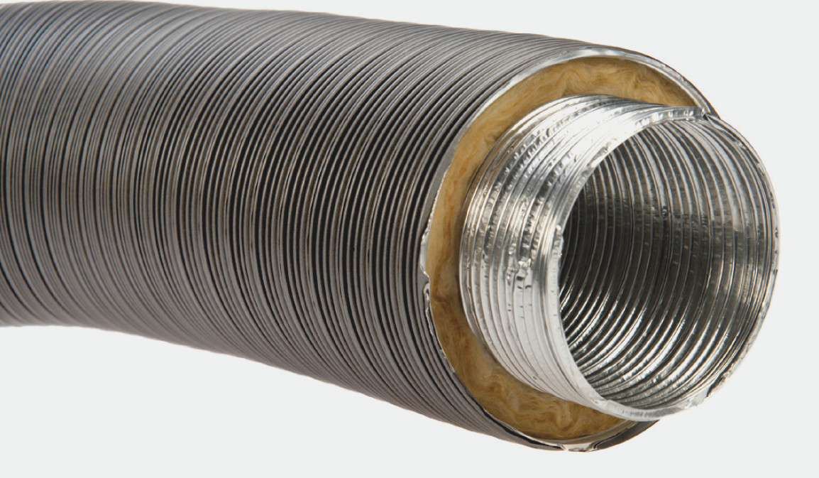 Isoliershophuber - 80 mm Aluminium-Flexrohr, gestauchtes Lüftungsrohr Länge  gestaucht 1,25 m