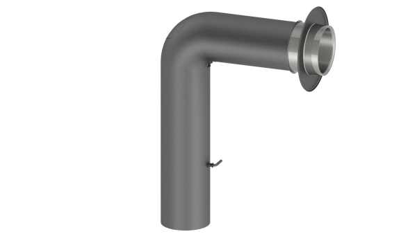 Rauchrohrset Fullform (gezogen) 700/450 mm mit Tür, Drosselklappe, Wandrosette und Wandfutter - 130 mm - grau