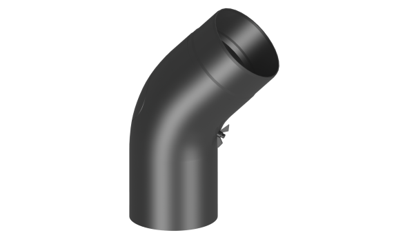 Fullformbogen 45° mit Tür - 150 mm - schwarz