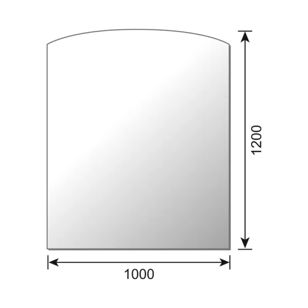 Glasbodenplatte 6mm ESG Sicherheitsglas - flacher Bogen 1000 x 1200 mm
