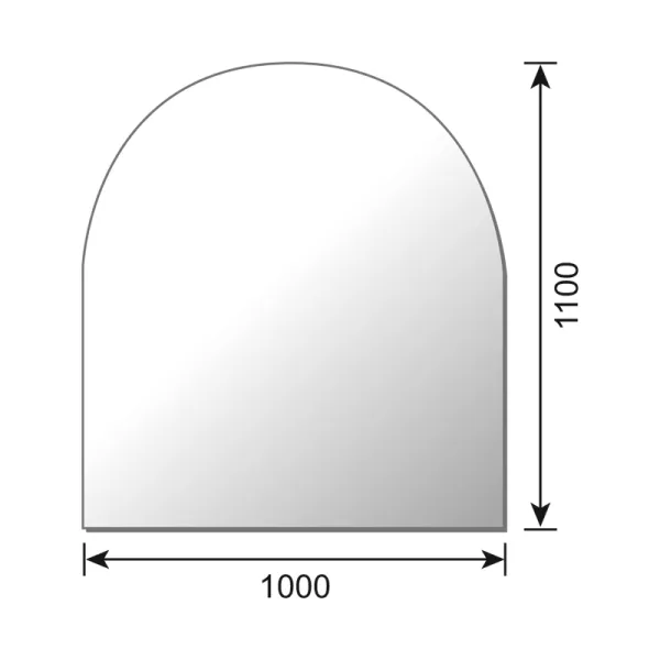 Glasbodenplatte 6mm ESG Sicherheitsglas - Rundbogen 1000 x 1100 mm