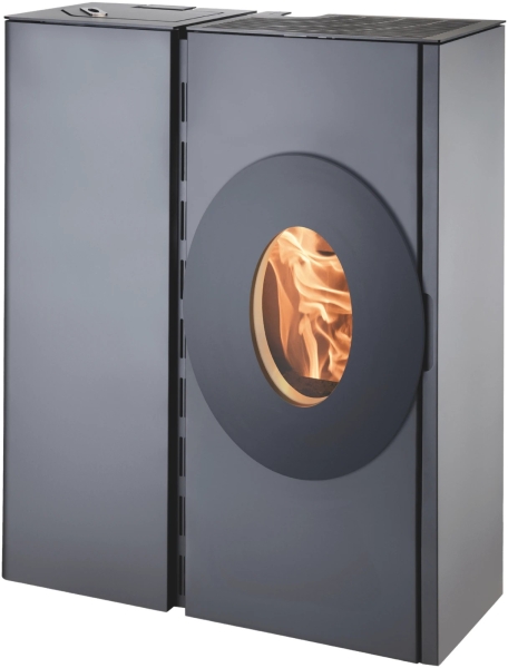 Pelletofen Haas+Sohn HSP 4.0-F2 – Tür oval, Keramik perl-grau – 2,7 bis 8,5 kW