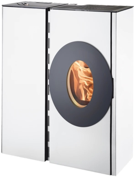 Pelletofen Haas+Sohn HSP 4.0-F2 – Tür oval, Keramik weiß – 2,7 bis 8,5 kW