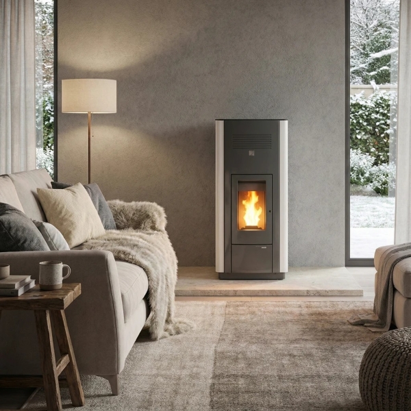 Pelletofen Haas+Sohn HSP 6 WT RLU wasserführend – perl-anthrazit/perl-schwarz inkl. WLAN-Modul – 3,2-10 (davon 6,8 kW Wasser) kW