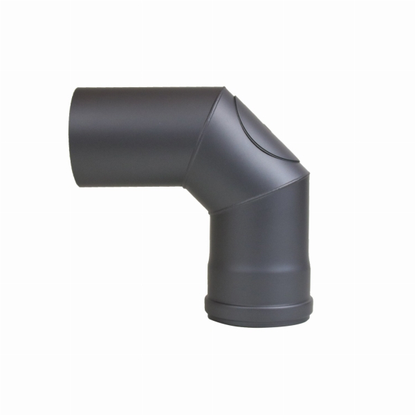 Pelletofenrohr Bogen 90° mit Revisionsöffnung - 80 mm - gussgrau