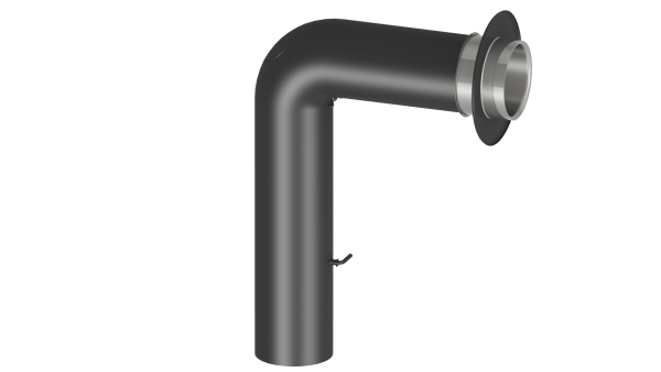 Rauchrohrset Fullform (gezogen) 700/450 mm mit Tür, Drosselklappe, Wandrosette und Wandfutter - 150 mm - schwarz