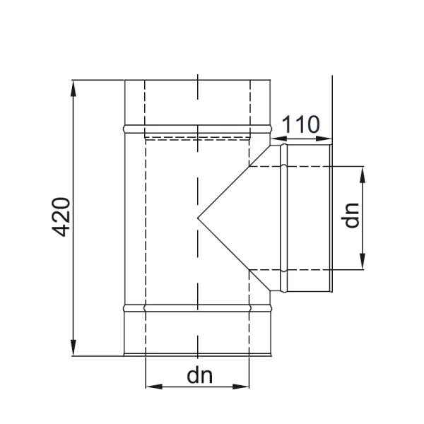 T-Anschluss 90° - 150mm - doppelwandig - Professional 06