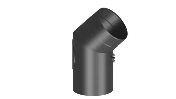 Rauchrohrwinkel 45° mit Tür - 130 mm - schwarz
