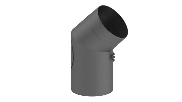 Rauchrohrwinkel 45° mit Tür  - 160 mm - grau