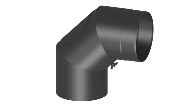 Rauchrohrwinkel 90° mit Tür  - 200 mm - schwarz